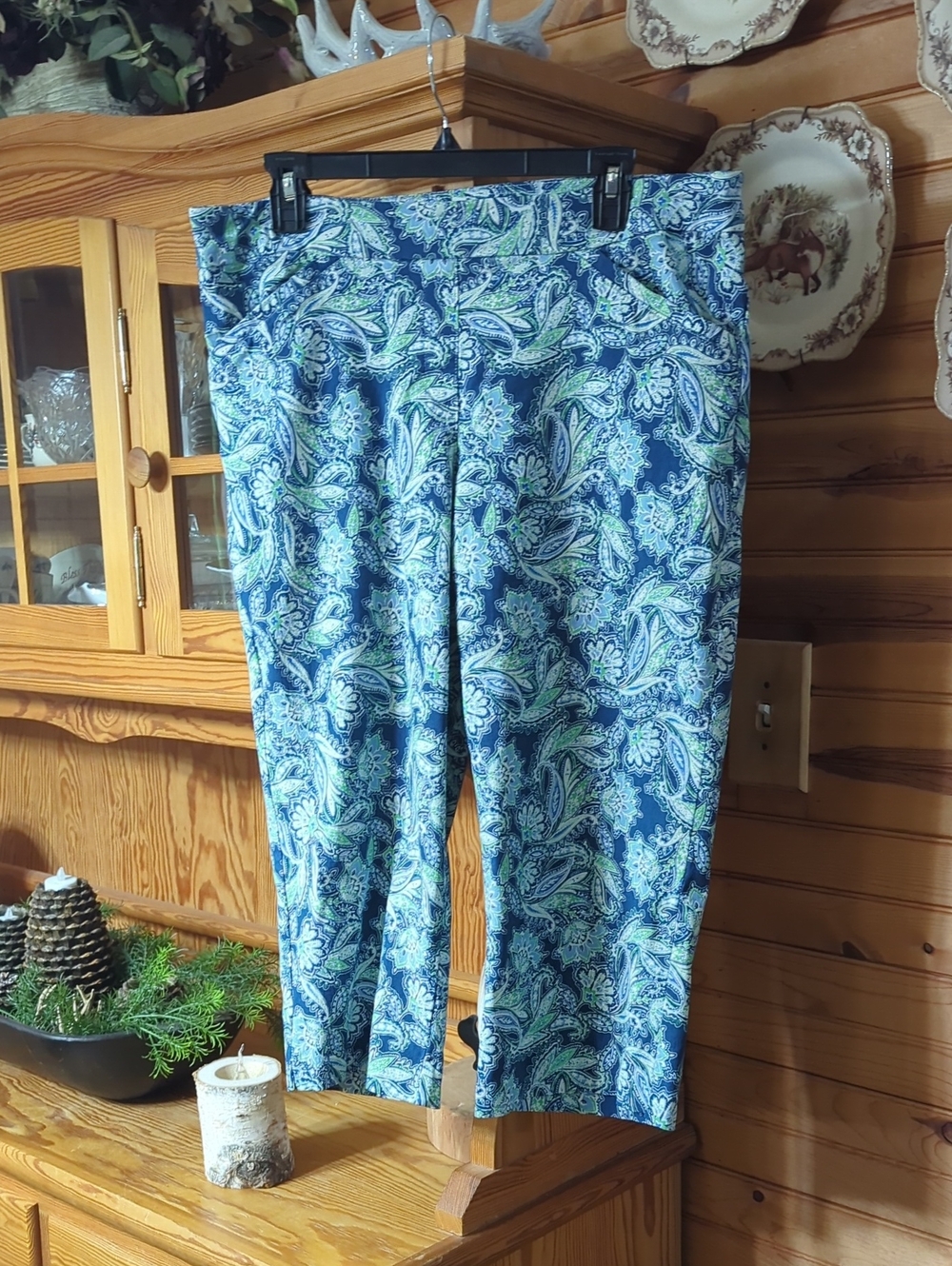 Coral Bay Blue and Green Paisley Capris
